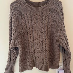Aerie Brown Cable Knit Sweater